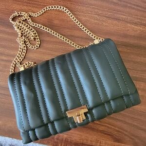 Zara Faux Leather Chain Crossbody Shoulder Bag Green